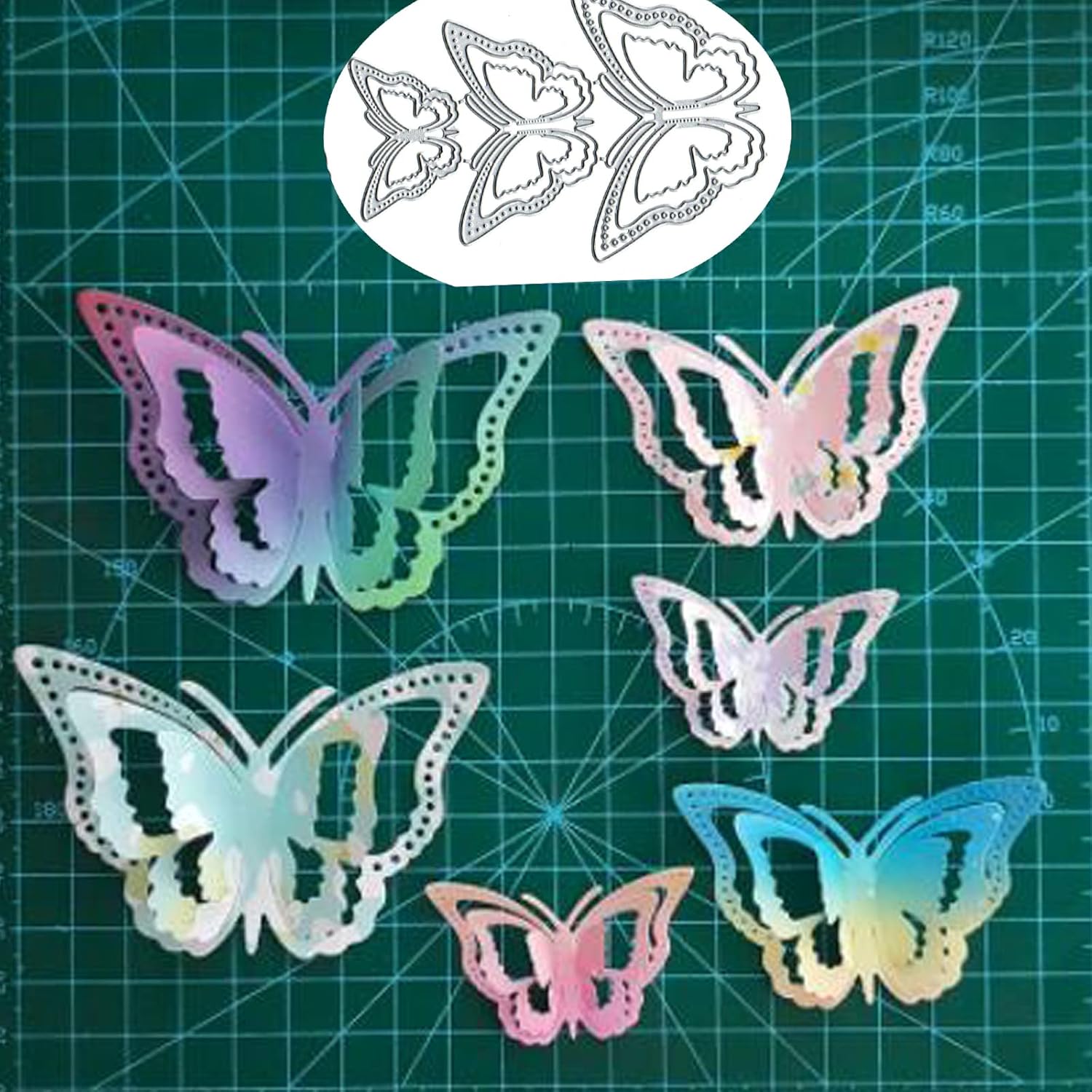 3 Piezas 3D Mariposa Metal Troqueles De Troquelado Caja