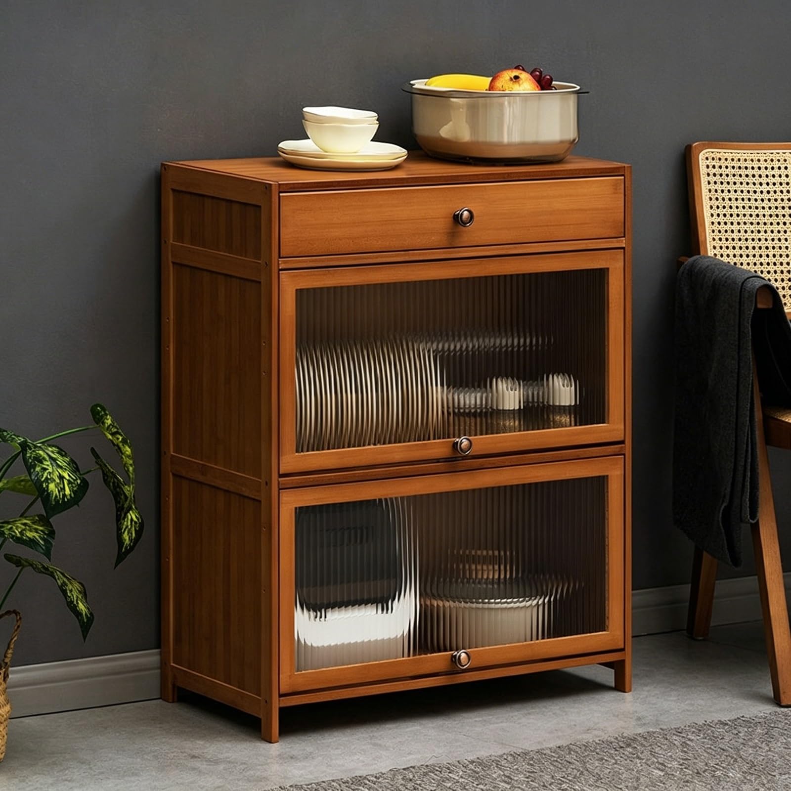 Armario de cocina de bambú espacioso mueble auxiliar comedor entrada