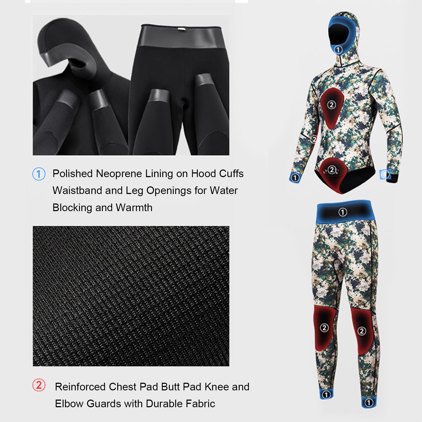 Traje de Buzo de Neopreno 3MM para Pesca Submarina Surf Apnea en Otoño Invierno Retiene El Calor Corporal Evita la Filtración Agua Frí Diseño Elástico Grueso y Cálido