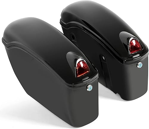 Vista 7 de ECOTRIC Maletero negro universal para motocicleta con cajuela dura, respaldo y luz trasera compatible con Yamaha Cruiser