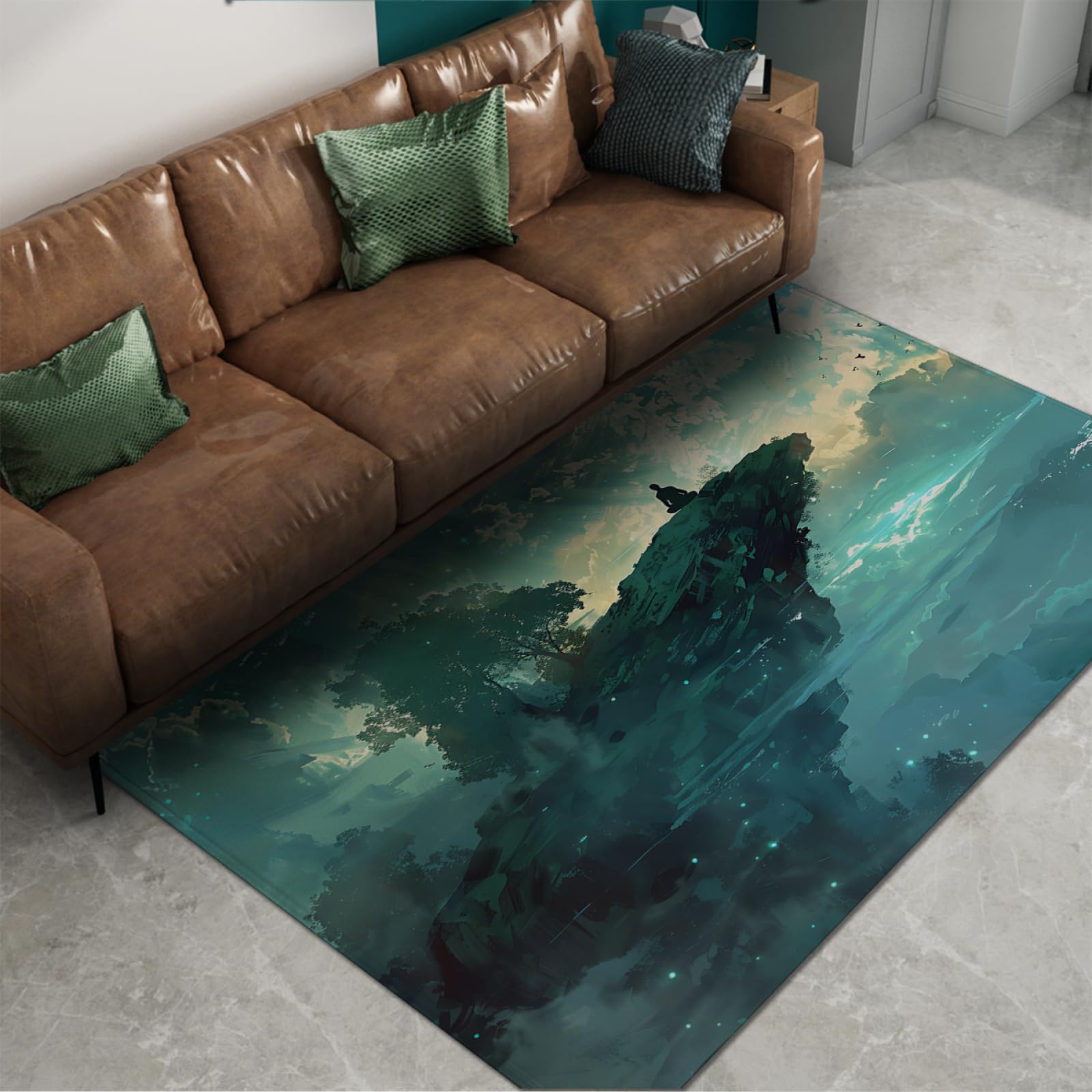 Tapis mystérieux sur la falaise facile à nettoyer pour la cuisine