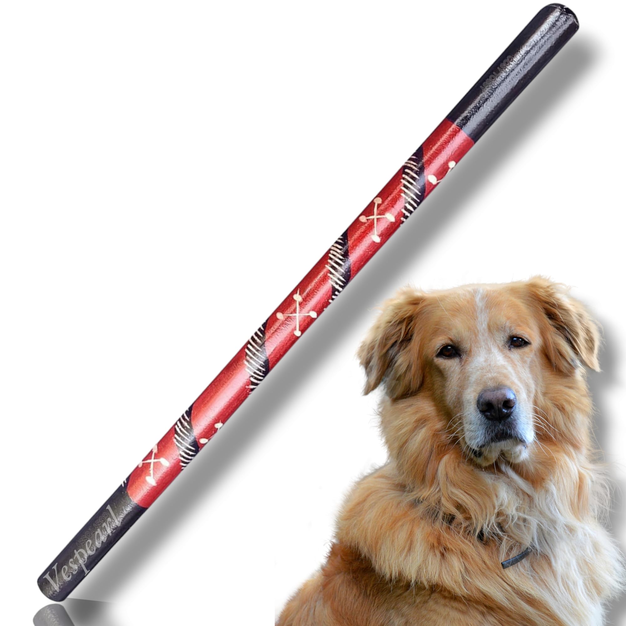 Morning Wooden Walking Stick (21 Inch) Walking Stick for Dog Protection and Your Safety Stick (Red & Black)