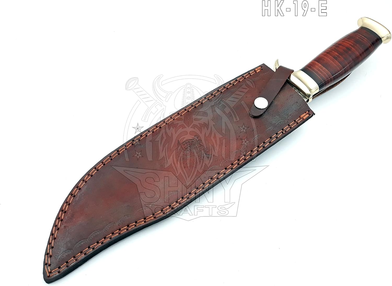 SHINY CRAFTS® -18" Bowie Knife Gift for Men – Crocodile Style Outdoor Knife with Leather Handle & Sheath for Camping, Hunting & Collectors (HK-19-E)