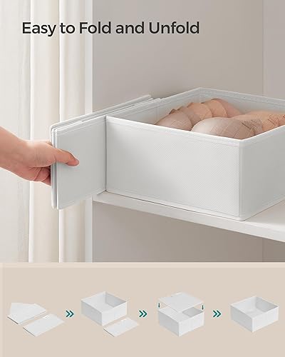 Vista 6 de Songmics URDZ006W02 Organizador de cajones, para aparador, juego de 12, contenedores plegables de tela para calcetines, ropa interior, brasieres