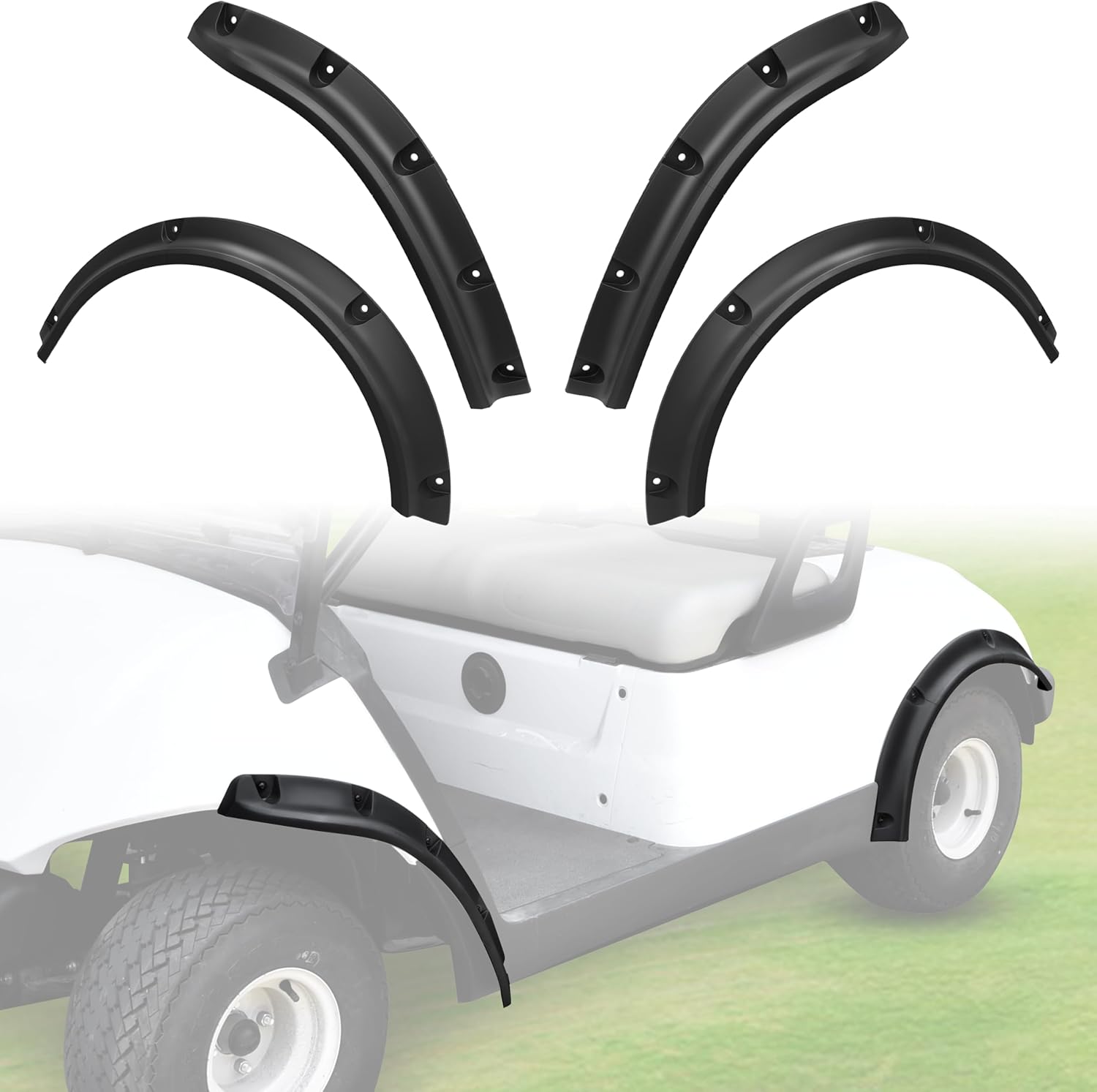 SAUTVS Front and Rear Fender Flares Compatible with Yamaha Drive2 G29 2017-2025 Golf Cart Accessories, Combined Mud Flaps Mud Guards for Yamaha Drive2 G29 Standard and Unmodified Golf Carts Body Only