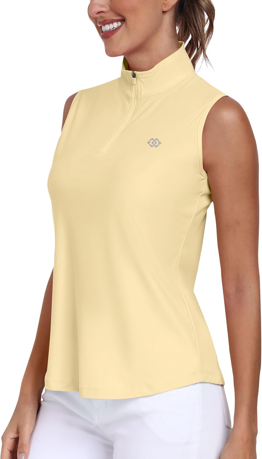 AIRIKE Sleeveless Golf Shirts for Women UPF 50+ Quarter Zip Quick Dry Tennis Workout Tank Tops