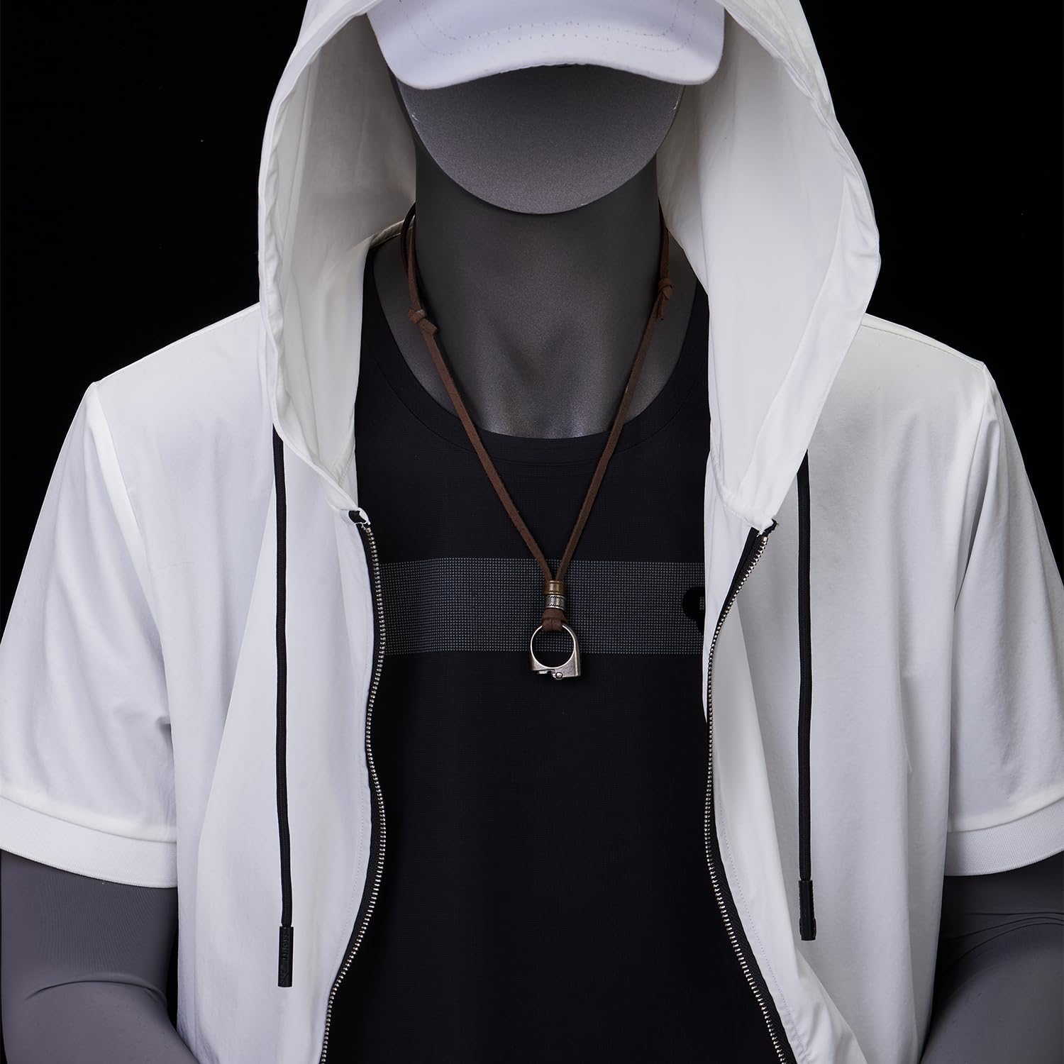 COOLSTEELANDBEYOND Old Metal Lighter Ring Charm Pendant Necklace with Adjustable Brown Leather Cord, Mens Womens - Image 2