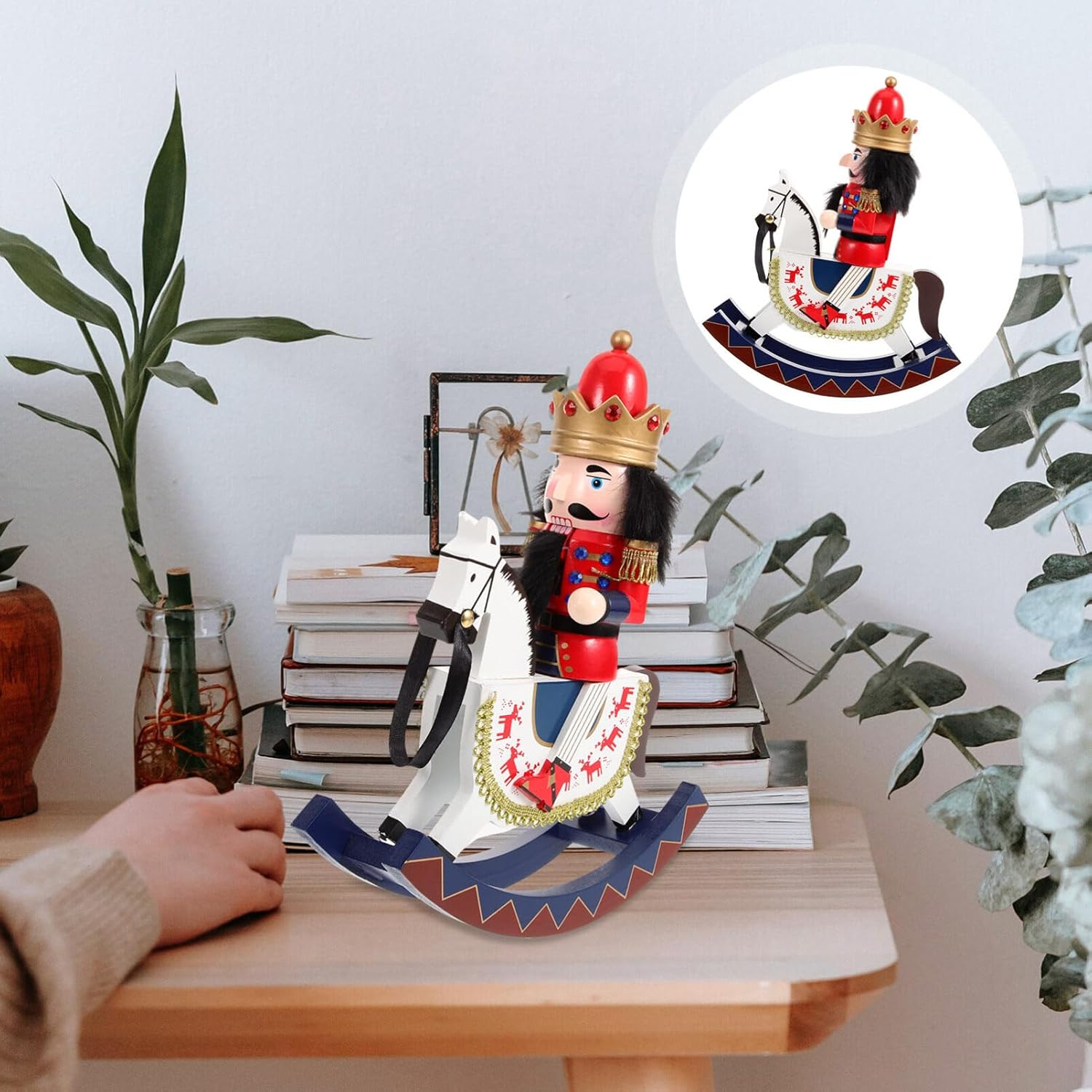 Wooden Nutcracker 30CM Christmas Nutcracker Figures on Christmas Traditional Wooden Santa Nutcracker Ornaments for Shelves Tables