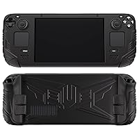 Vista 10 de PlayVital Armor Series - Funda ergonómica para Steam Deck LCD, protector de silicona suave con botón trasero mejorado diseñado y tapas de agarre Azul