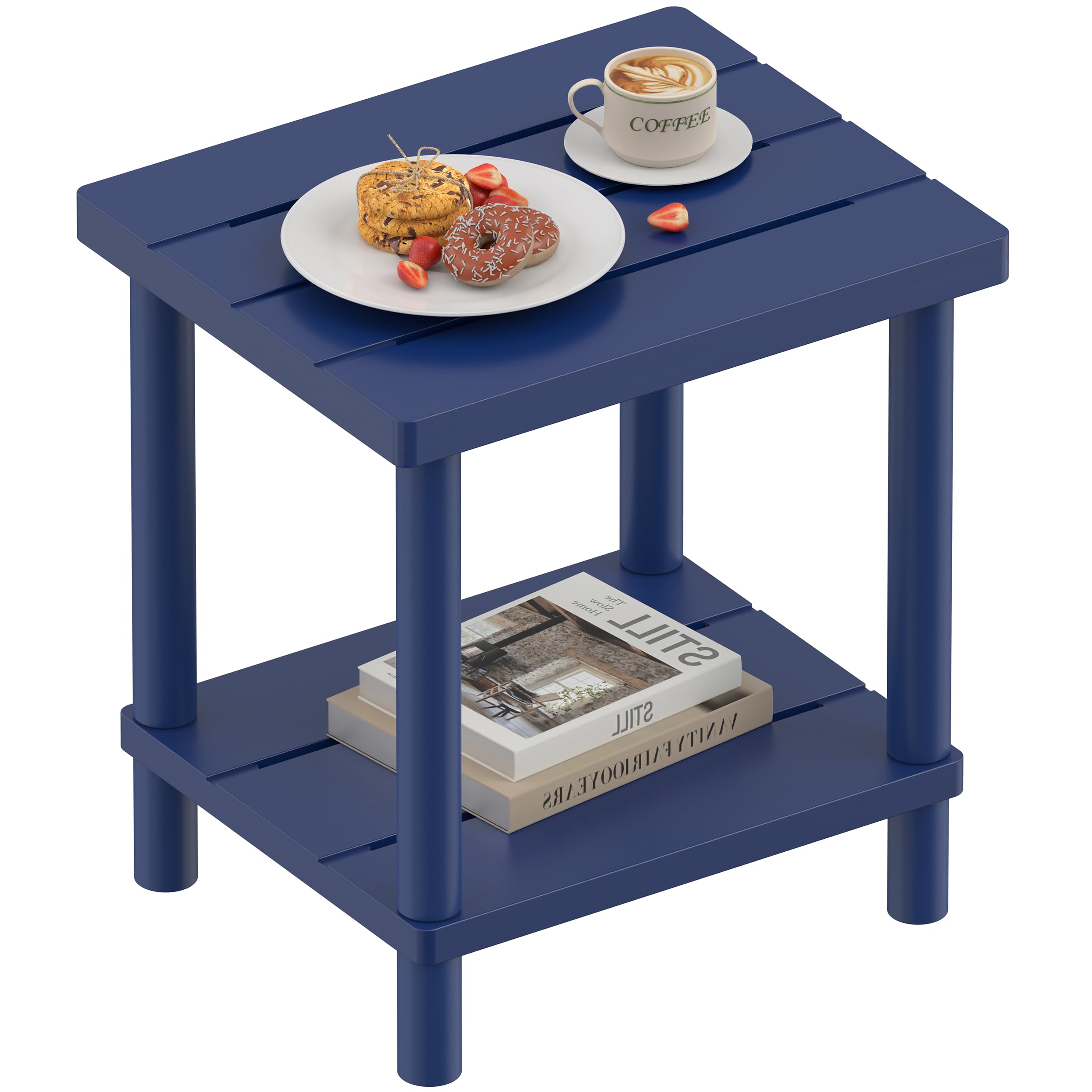 LEJANEOYE Outdoor Side Table, 2-Tier Small Outdoor Table for Patio, Adirondack Side Tables for Outside or Indoor, Bamboo End Table for Pool, Porch,