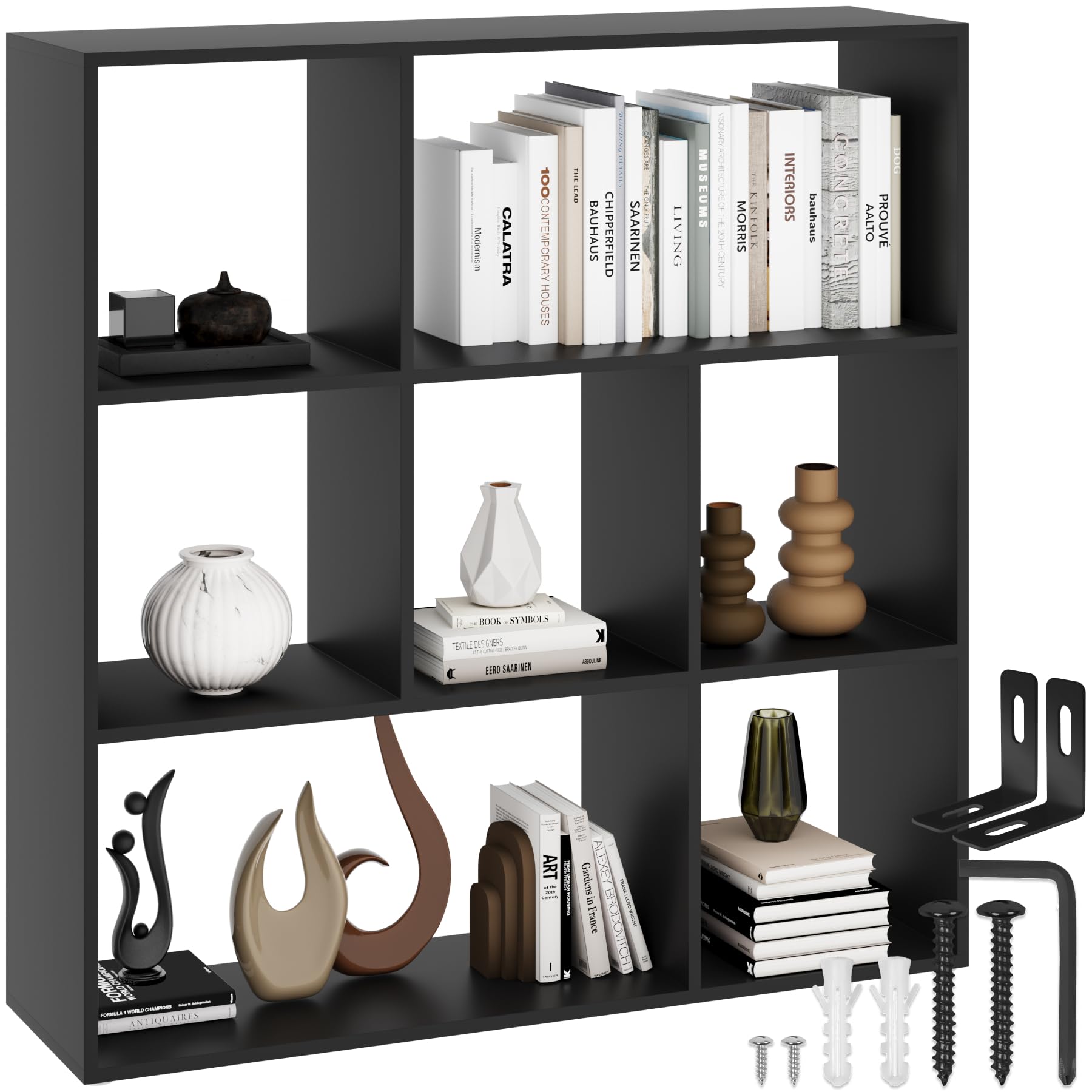 tectake® Bücherregal, Raumteiler, Schrank Regal als Raumteiler im Wohnzimmer, Trennwand Kinderzimmer, Schlafzimmer, Küche oder Garderobe, Würfelregal, Aufbewahrung Büro, Schuhregal (schwarz)