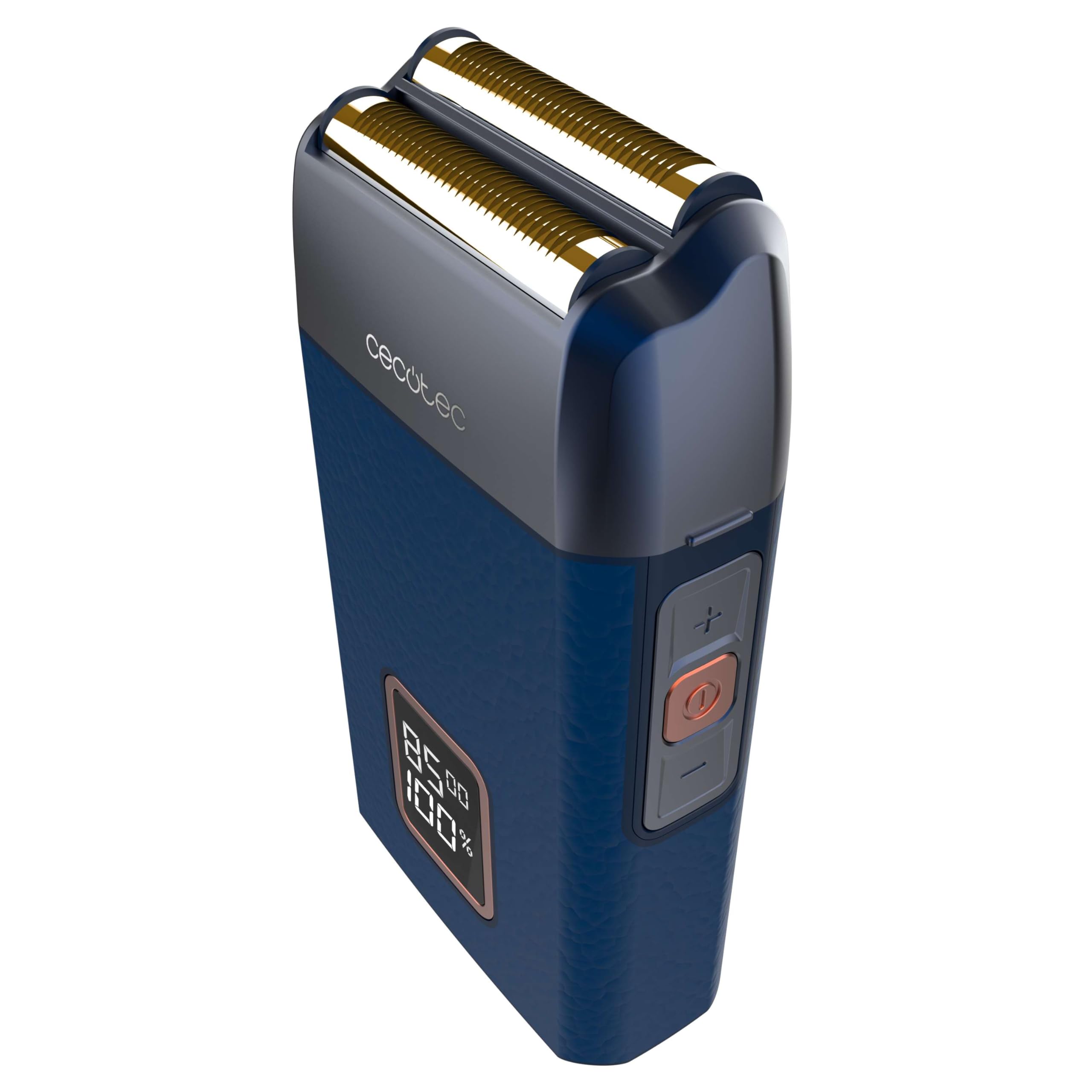 Cecotec PrecisionCare X-Trimm Pro Profesjonalna maszynka do golenia z ostrzem, skórzany korpus, silnik 9000 obr./min, 3 prędkości, ostrza tytanowe, wyświetlacz LED z akumulatorem% i obr./min, 2