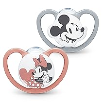 NUK Ciuccio Space | 6-18 mesi | Succhietti con extra ventilazione | Silicone senza BPA | Disney Topolino e Minnie | 2 pezzi