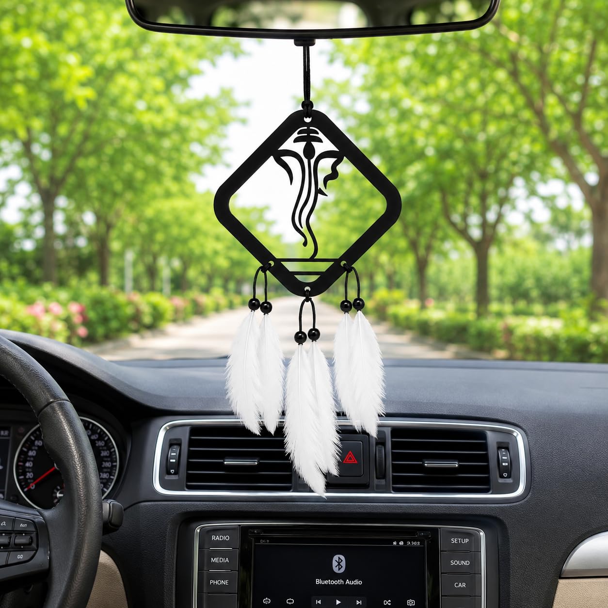 MONSSA Ganesh Dream Catcher with Feathers – Car & Home Hanging Decoration | Positive Energy | Spiritual Wall Decor | Handmade Gift Item-image-20