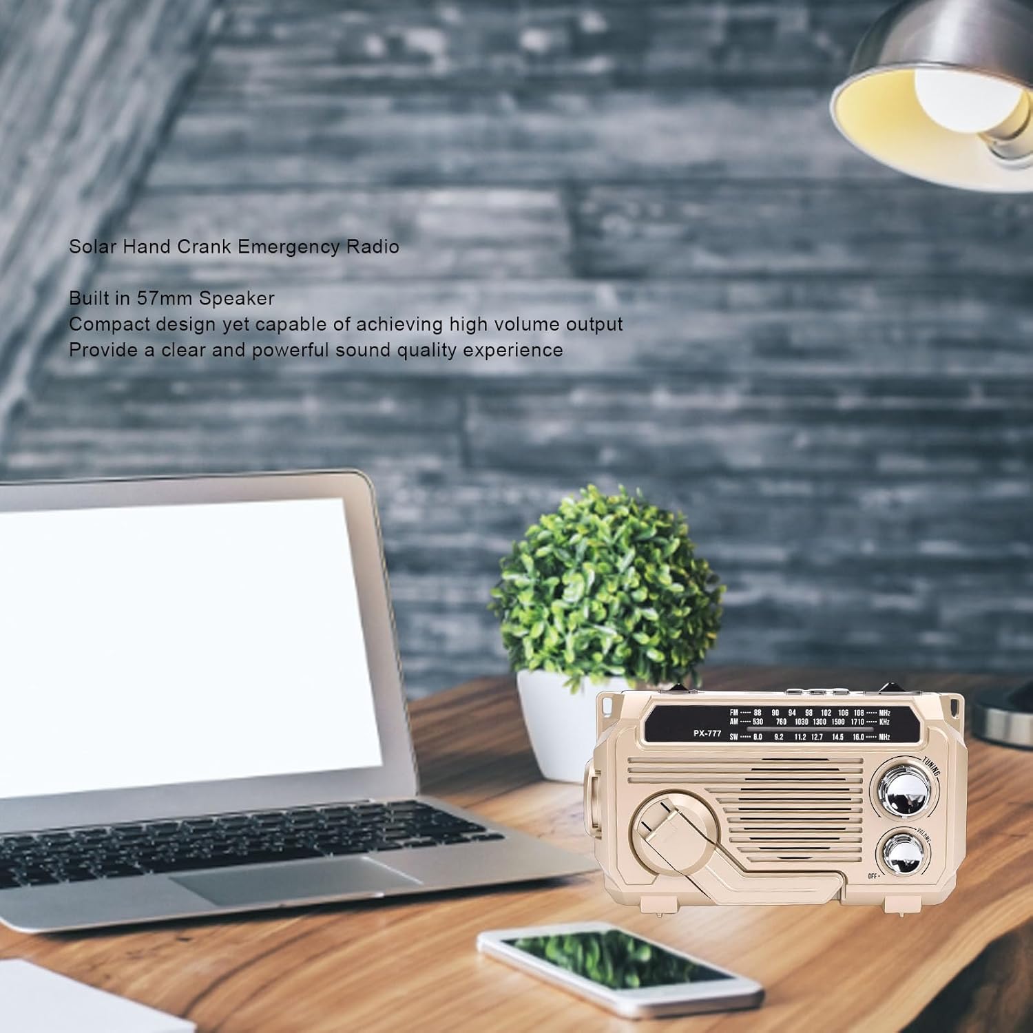 Yunseity Solar Hand Crank Emergency Radio with Bluetooth Speaker, Portable AM FM SW Weather Radio, Rechargeable Water Proof with LED Flashlight for Indoor Outdoor Use (Khaki)
