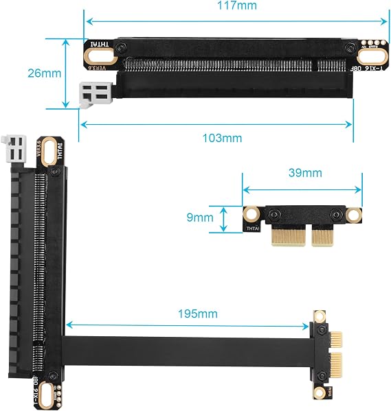 PCIE 3.0 X1 to X16 Extension Cable PCI-Express 1X Male to 16X Female Extender Adapter for Graphics, WiFi, USB, Sound Cards etc - 20cm / 7.87inch
