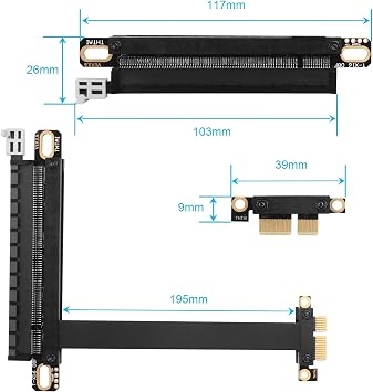 PCIE 3.0 X1 to X16 Extension Cable PCI-Express 1X Male to 16X Female Extender Adapter for Graphics, WiFi, USB, Sound Cards etc - 20cm / 7.87inch