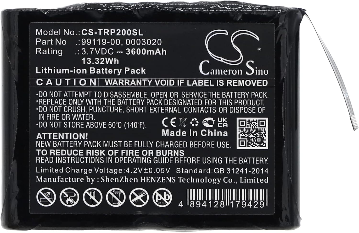 Cameron Sino Battery for Trimble PG200, R1 PN:Trimble 0003020, 99119-00 3600mAh / 13.32Wh