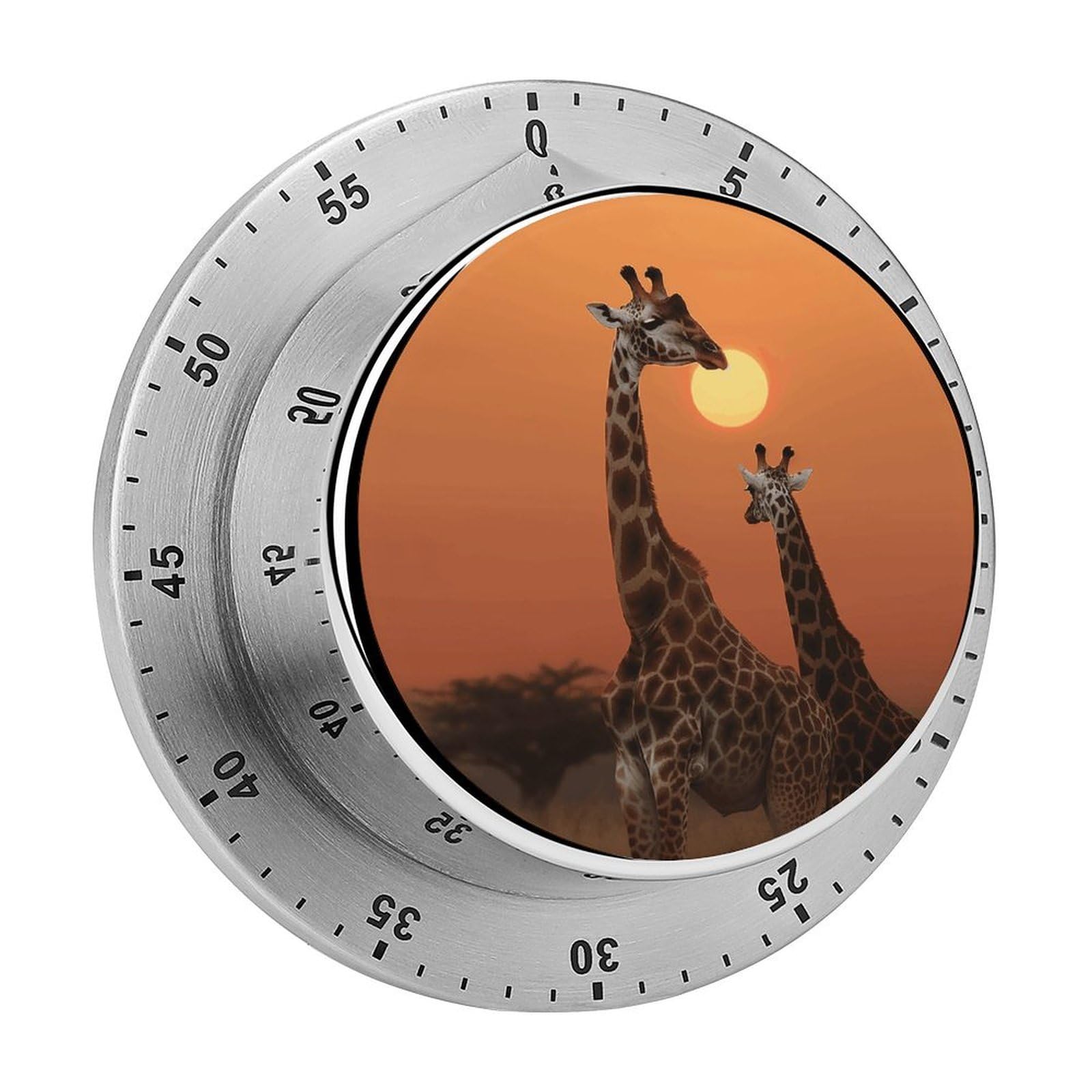 Giraffe at Sunset Timers Kitchen Chef Cooking Timers Portable Countdown Alarm Loud Countdown Clock Waterproof Stainless Steel Timer Compact 60-Minute Mechanical Timer Daily Use