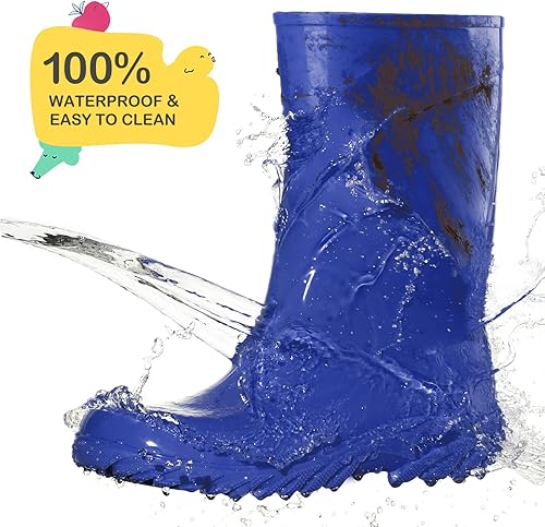 Miniatura 4 de HISEA Botas de lluvia para niños y niñas, sin costuras, impermeables, de goma, zapatos de lluvia para niños pequeños y grandes