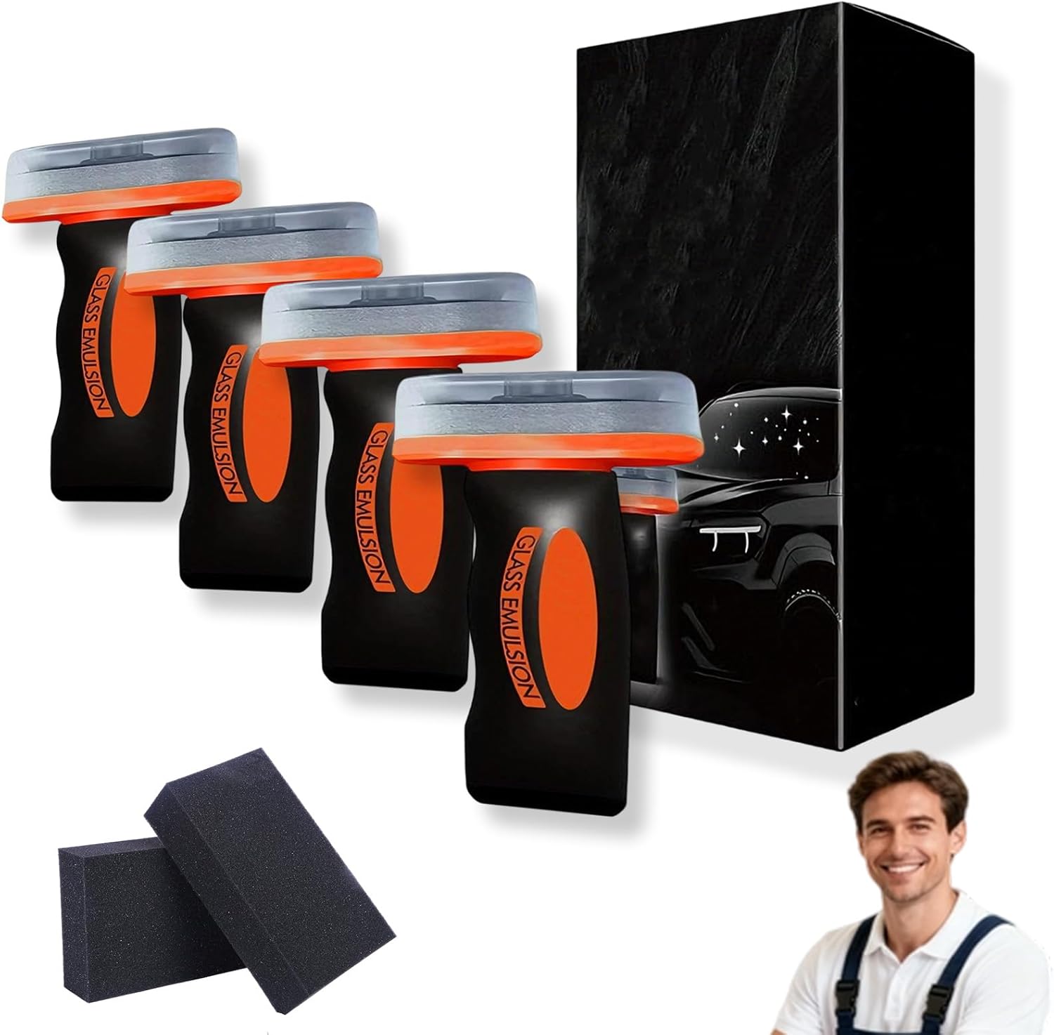Q4 Glass Guard, Q4 Glass Cleaner, Automotive Oil Film Cleaning Brush for Car Windows, Glasses Cleaning Board Wipes Brush for All Vehicles, Removal Anti-Rain, Improves Clarity and Visibility (4, A)