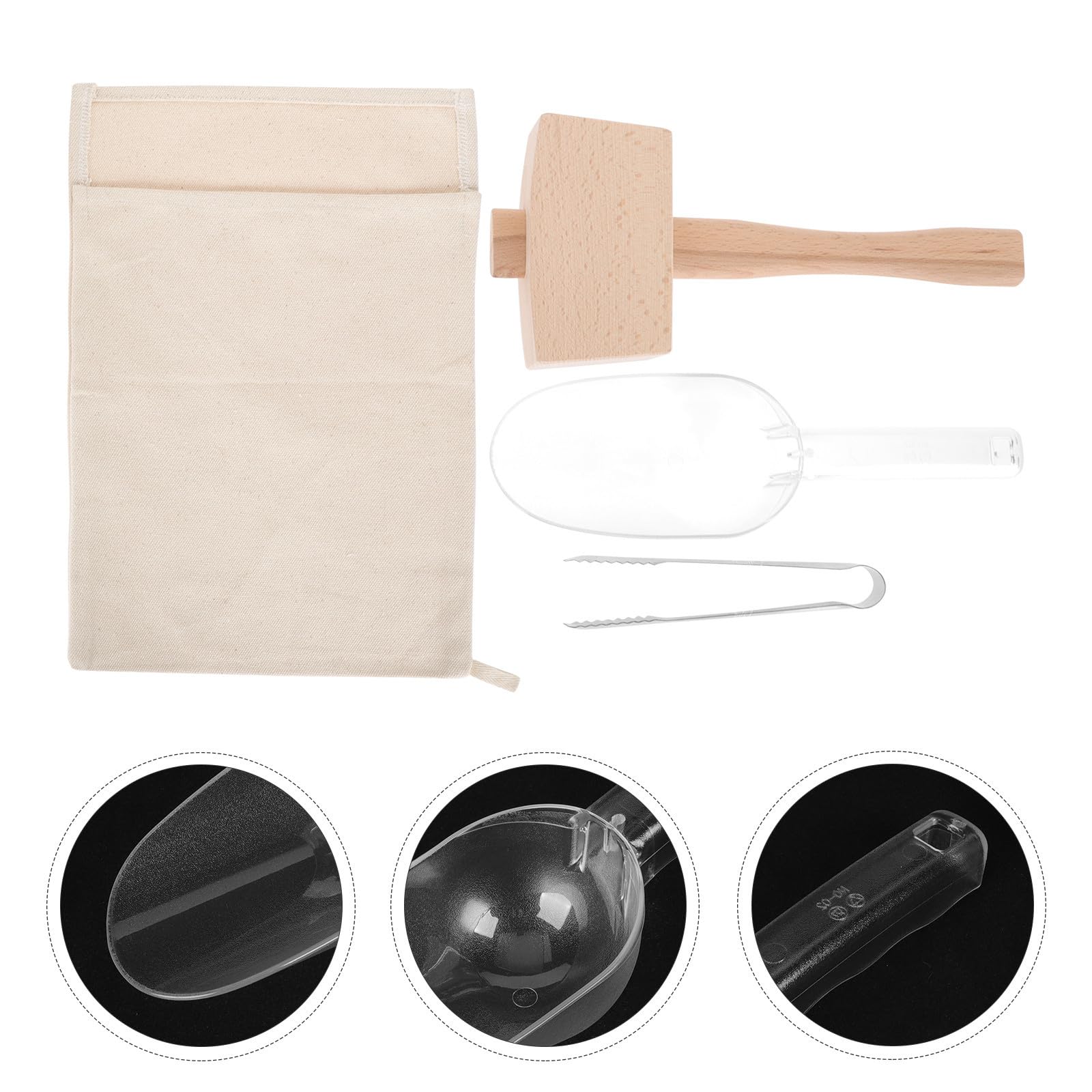 PACKOVE Juego de Accesorios para Bar Mazo de Hielo y Bolsa para Triturar Hielo, Plegable y Resistente, Adecuado para Restaurante y Tienda de Postres