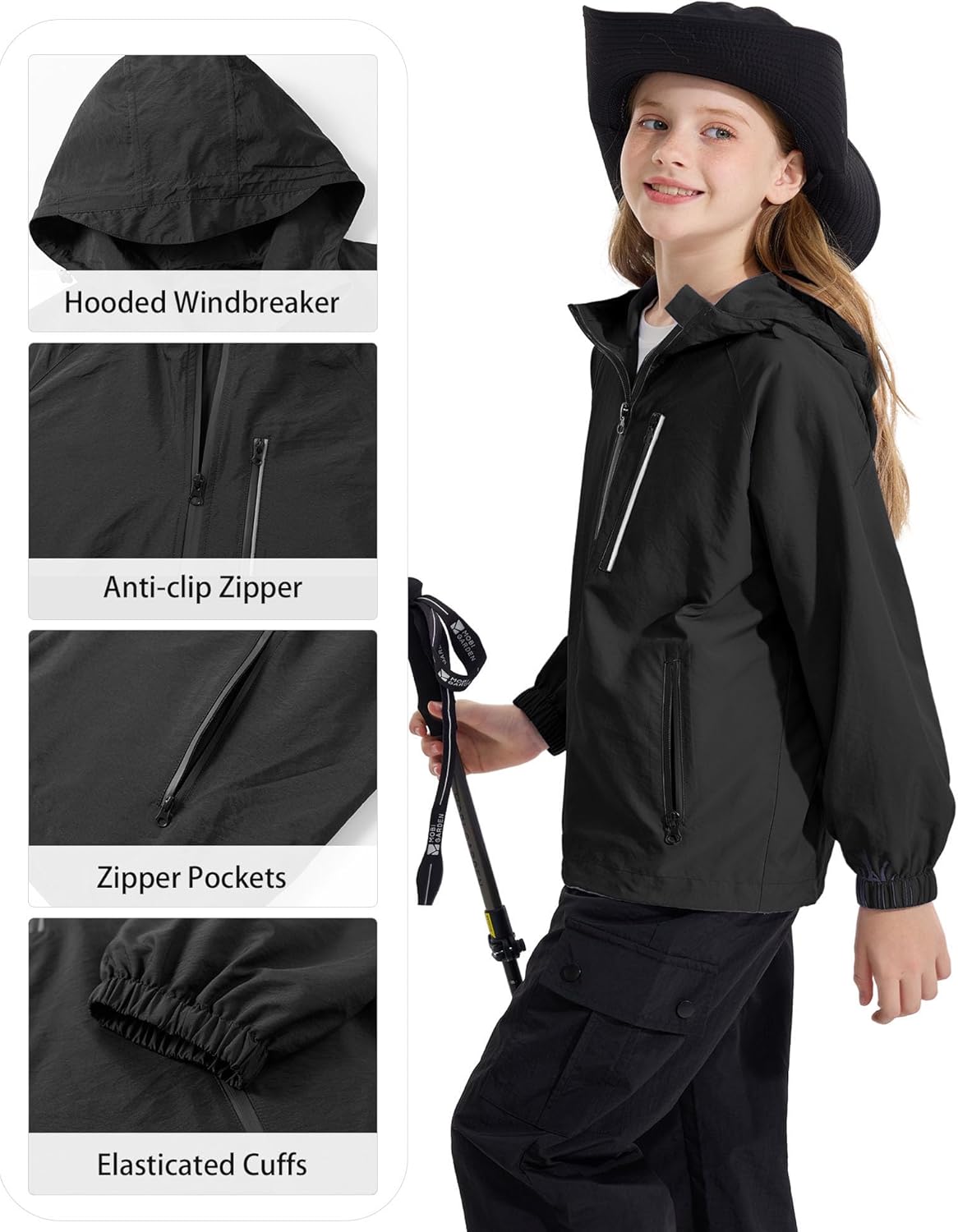 Rolanko Girls Rain Jacket Boys Sportswear Water Resistant Hoodie Kids Lightweight Raincoats Windbreaker Outdoor 6-16 - Image 4