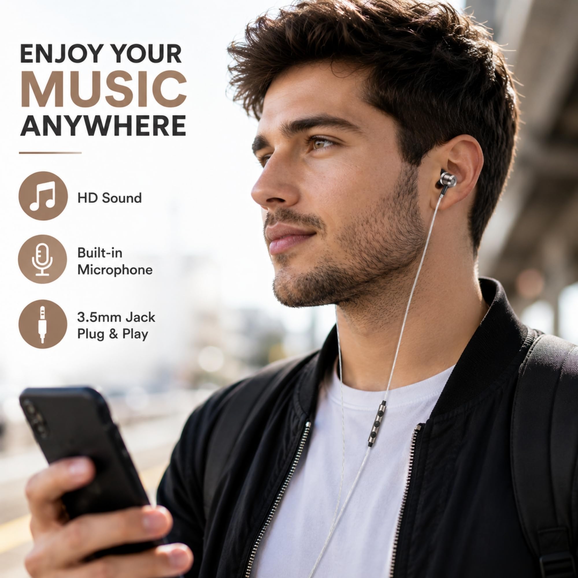 Écouteurs intra-auriculaires à isolation phonique Sephia Sp3060, Heavy Deep Bass pour iPhone, iPad, iPod, smartphones et tablettes Samsung With Volume Control