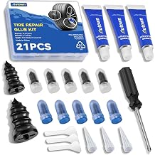 AUTOWN 21PCS Tire Repair Rubber Nail Kit - Complete Screw Plug Kit with Glue, Fast Fix for Flat Tires on Car, Truck, Motorcycle, SUV & More