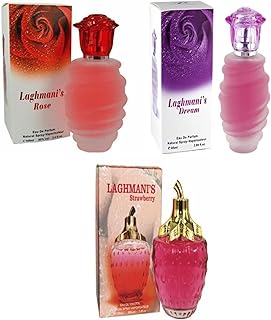 3 x Pack Laghmani's Rose, Laghmani's Dream, Laghmani's Strawberry Women's Parfum Perfume Eau de Spray Ladies Fragrance 100ml 85ml each 3 pack 1 each parfum