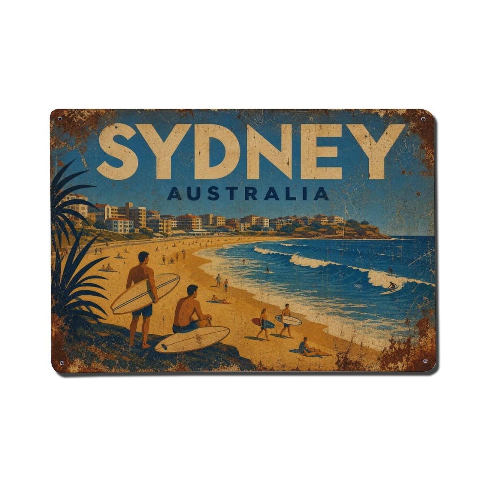 Sydney Australia City Coastal Beach Vintage Travel Metal Tin Sign