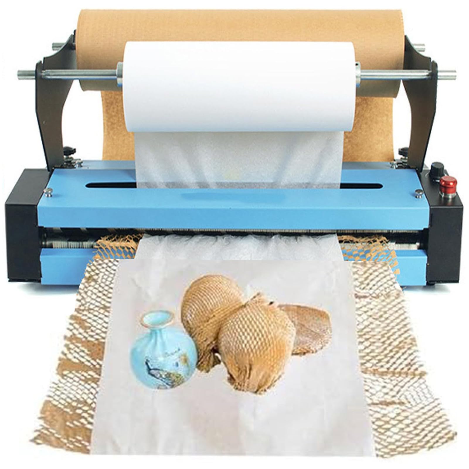 YXYLJOZ Honeycomb Packaging Paper Roll Dispenser, Automatic Kraft Paper Dispenser for Protective Cushioning and Packaging for Shipping and Moving Supplies,A