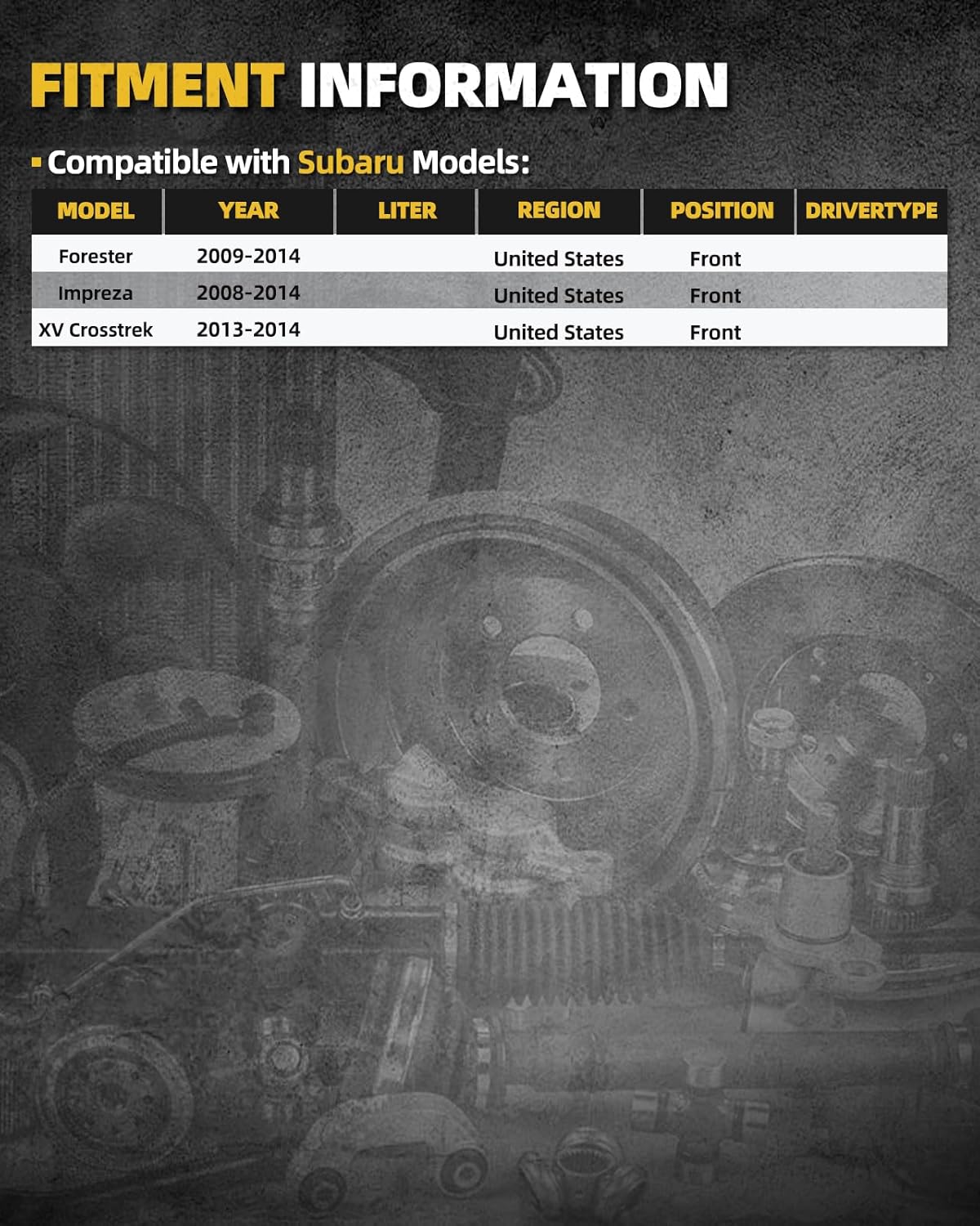 513303 Front Wheel Hub Bearing Assembly Compatible with Forester 2009-2014, Impreza 2008-2014, XV Crosstrek 2013-2014 5 Lug with ABS 2pcs