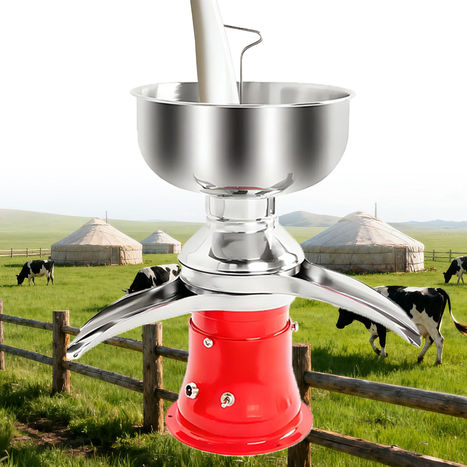 Professionelle Elektro-Milchzentrifuge 50 L/H, Edelstahl Separator mit 30W Motor, Kontinuierlicher Betrieb, Einfache Demontage, Ideal für Milchverarbeitung in Landwirtschaft Red