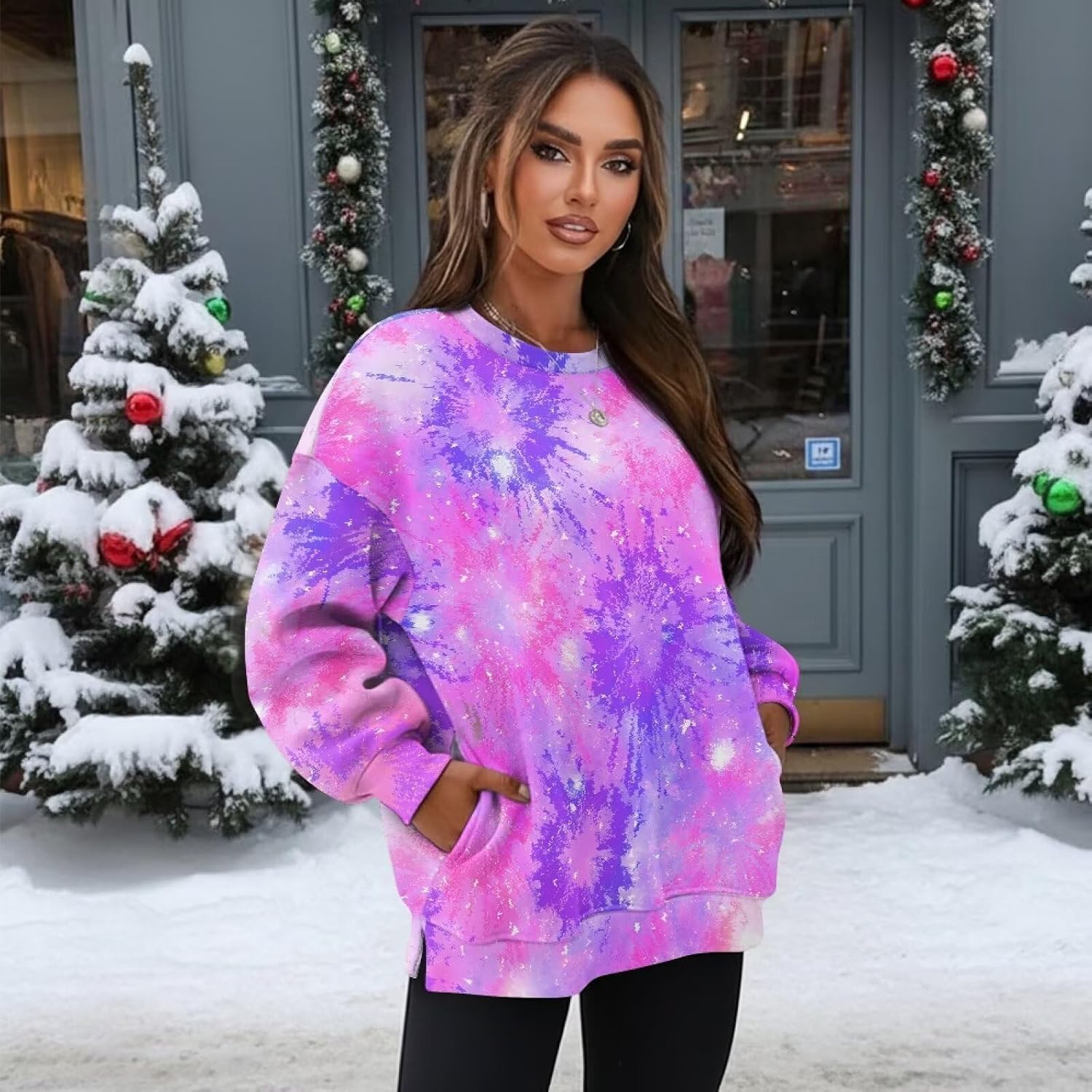 Sweatshirts for Women Long Sleeve Crewneck Pullover Shirt S-3XL