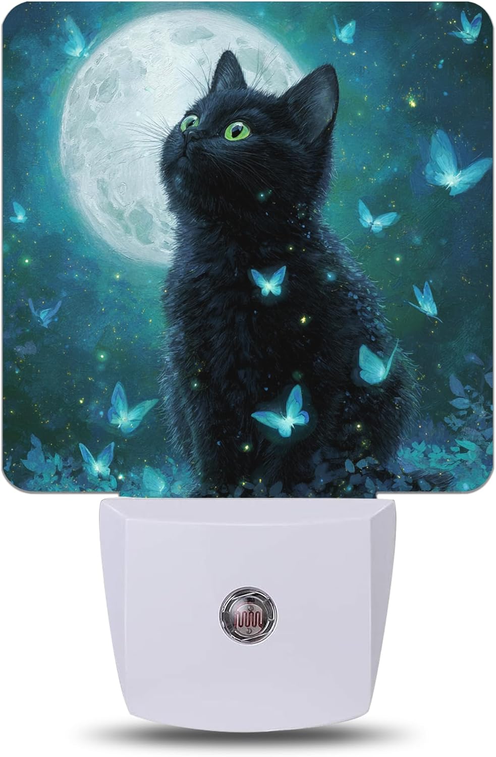Cat Under The Moonlight Night Light, Plug-into Wall Nightlight Lamp with Dusk to Dawn Sensor, Led Lamp 0.5W Energy Efficient for Boys Girls Women Men Gifts, Home Decorative