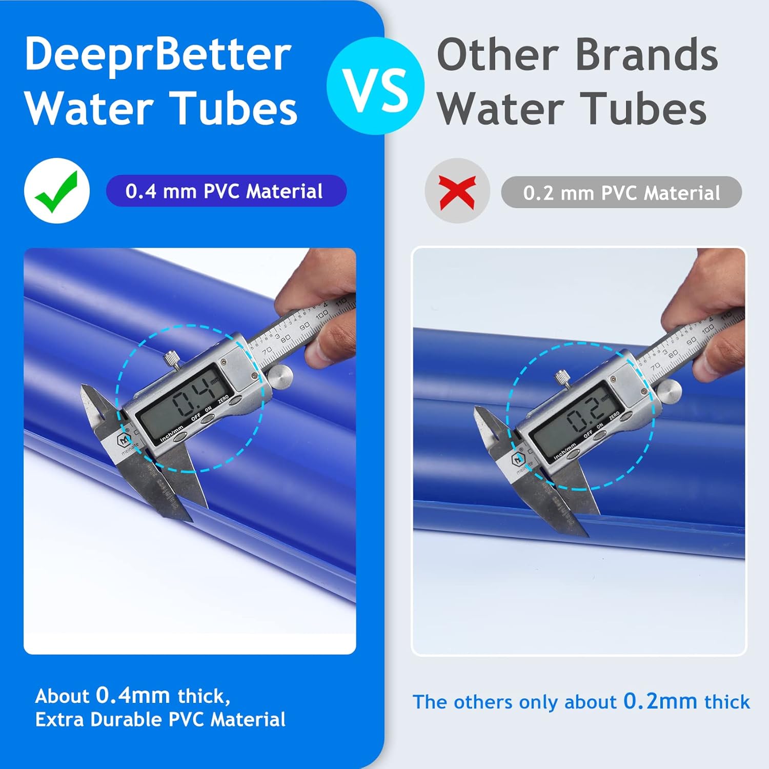 8.5 Ft Double Chamber Pool Water Bags, Water Tubes | Pool Cover Weights for Inground Pools Cover, Extra Durable 0.4mm PVC Water Weight Bags with Screw Caps, Winter Pools Bags for Closing Kit -5PK