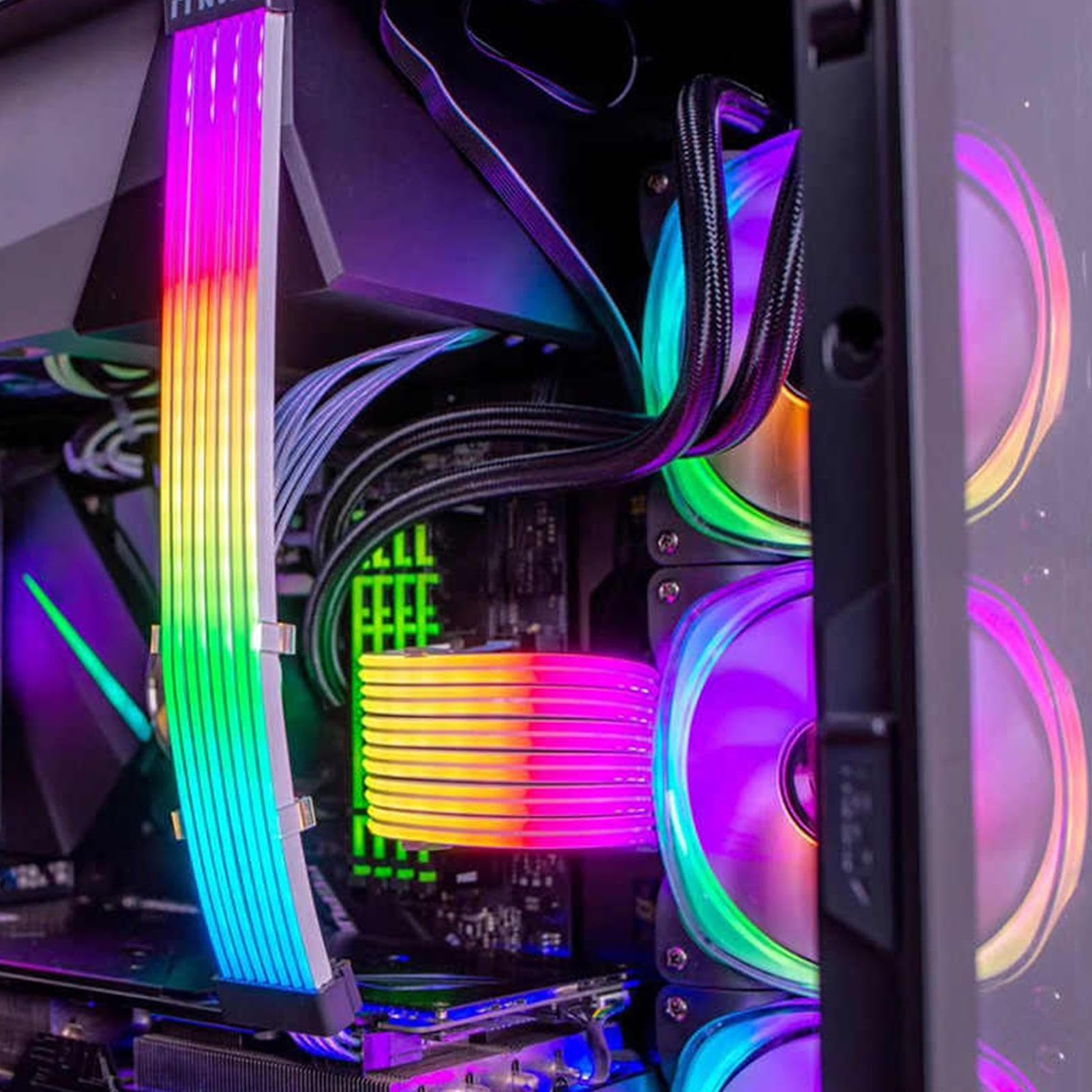Amazon | Rgb 24 ピン延長ケーブル - スリーブ付きケーブル 