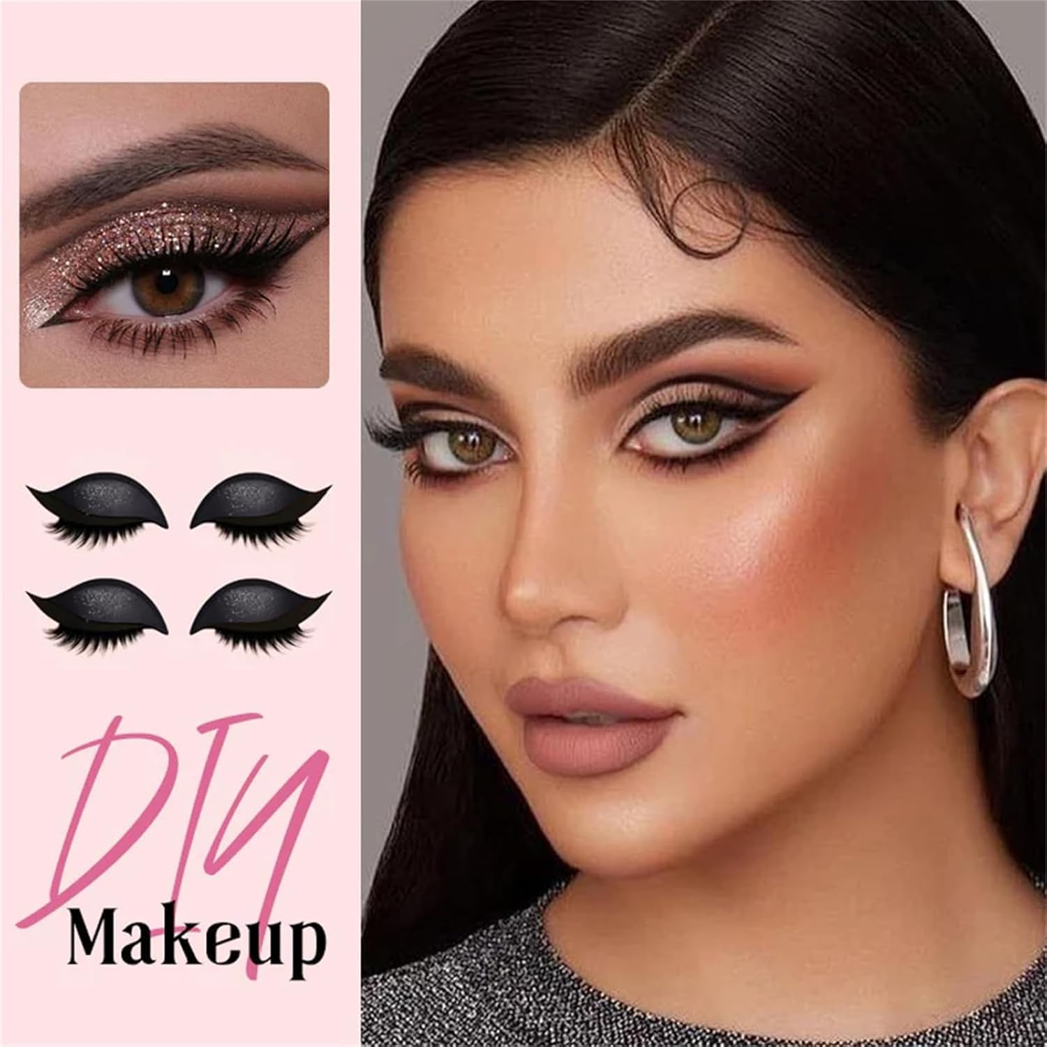 Lazy Eye Shadow Eyelash Patch, 2025 New 3-in-1 Waterproof Colorful Eyes Makeup Stickers, Self-Adhesive Fast Eyes Makeup Stickers with False Lashes, Shadow, Eyeliner for All Eye Shapes (B#)
