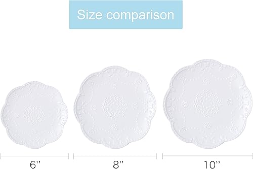 Miniatura 4 de Jusalpha FD-PL15 - Juego de platos de porcelana de encaje en relieve, platos para pastaensaladapostre, juego de vajilla para restaurante, fiesta