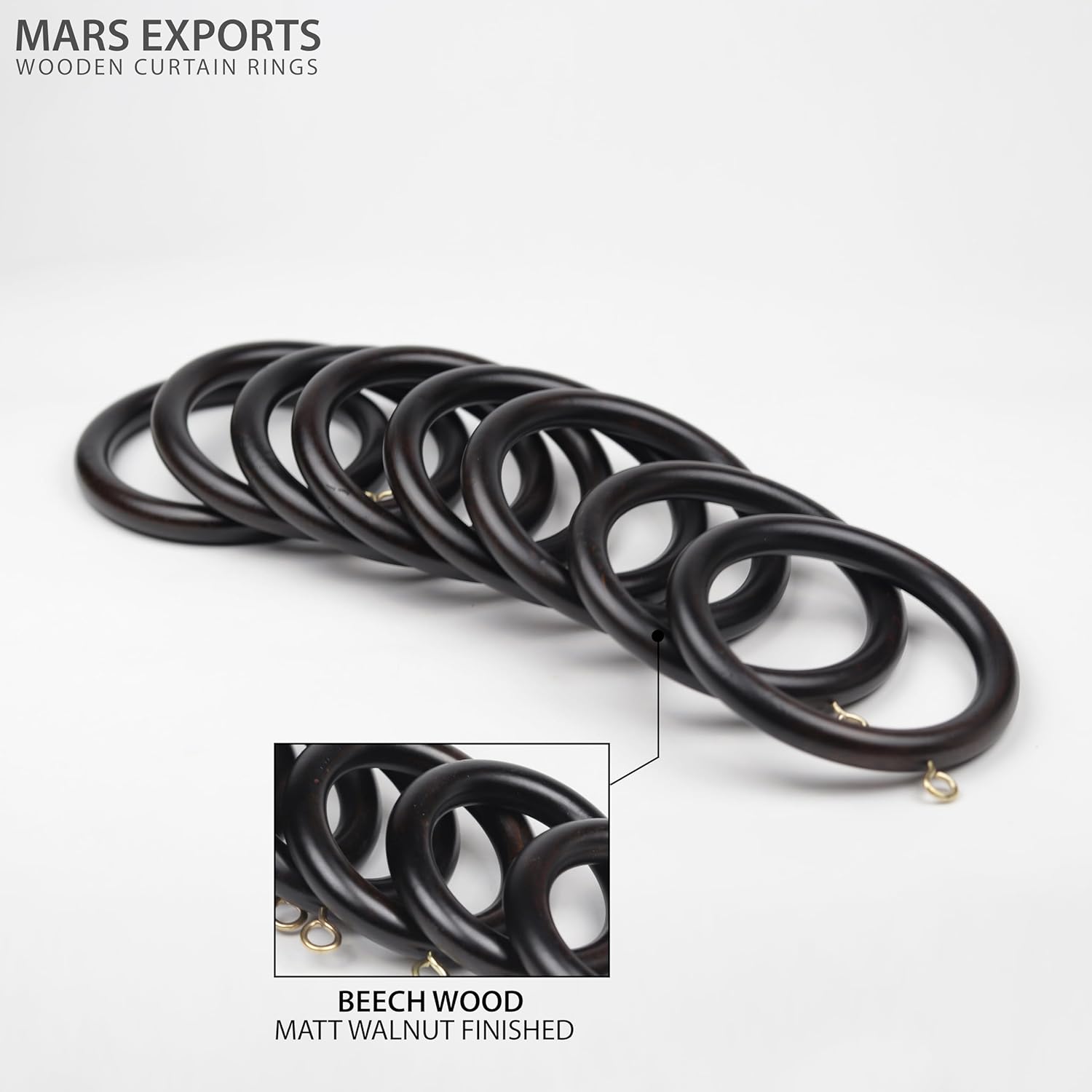 50 Pack Wooden Curtain Ring, Wood Drapery Ring, Drapes Curtain Rod, Shower Curtain Rings, 2.7 Inner Diameter, Fits up to 2 inch, Curtain Rod Ring, Black Curtain Rings,Pinch Pleat Curtain Hooks