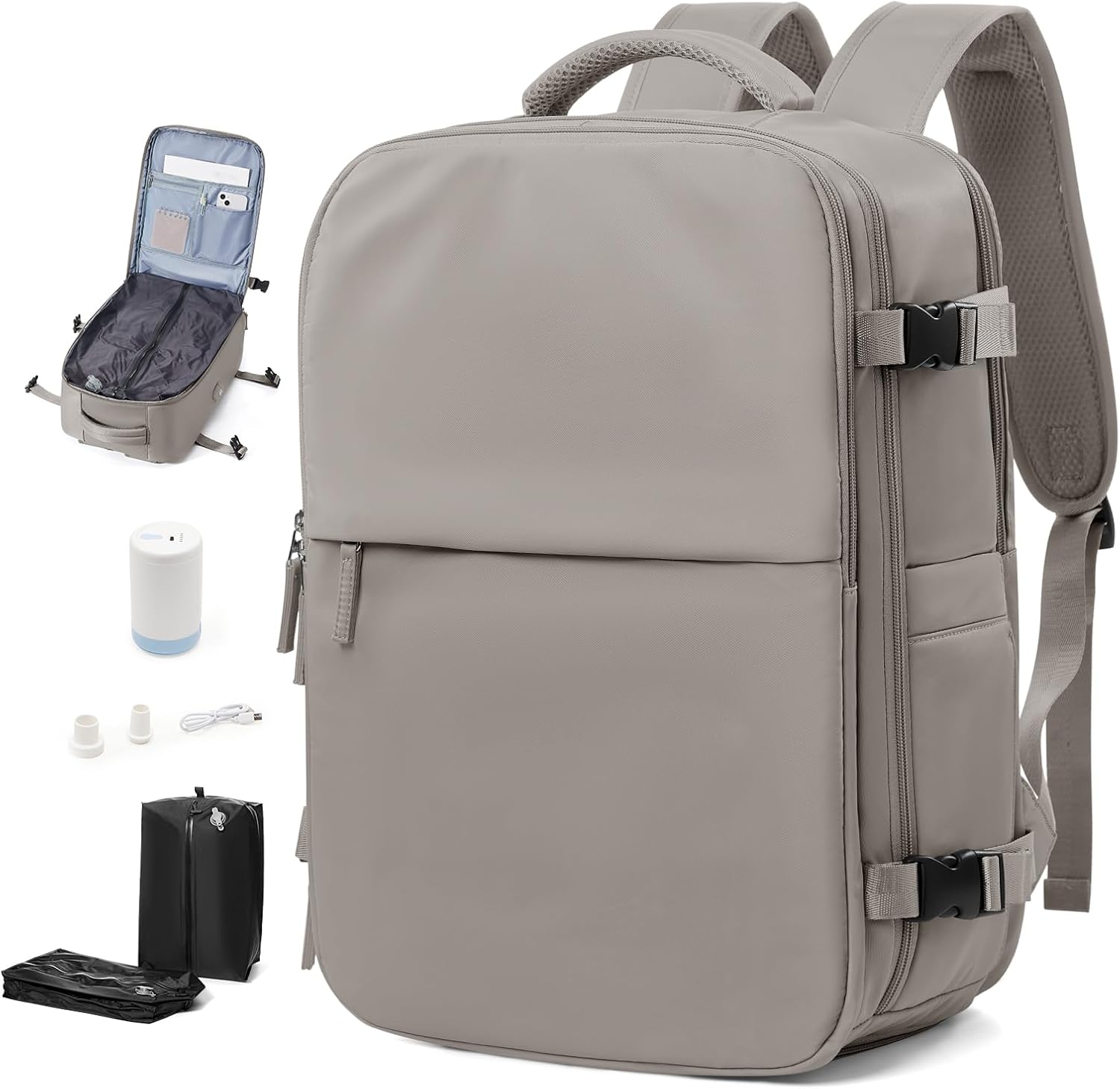 Vacuum Travel Backpack with Pump for Women Men, Carry on Air Backpack for Flight Approved with Compression Bag, Personal Item Luggage Backpacks