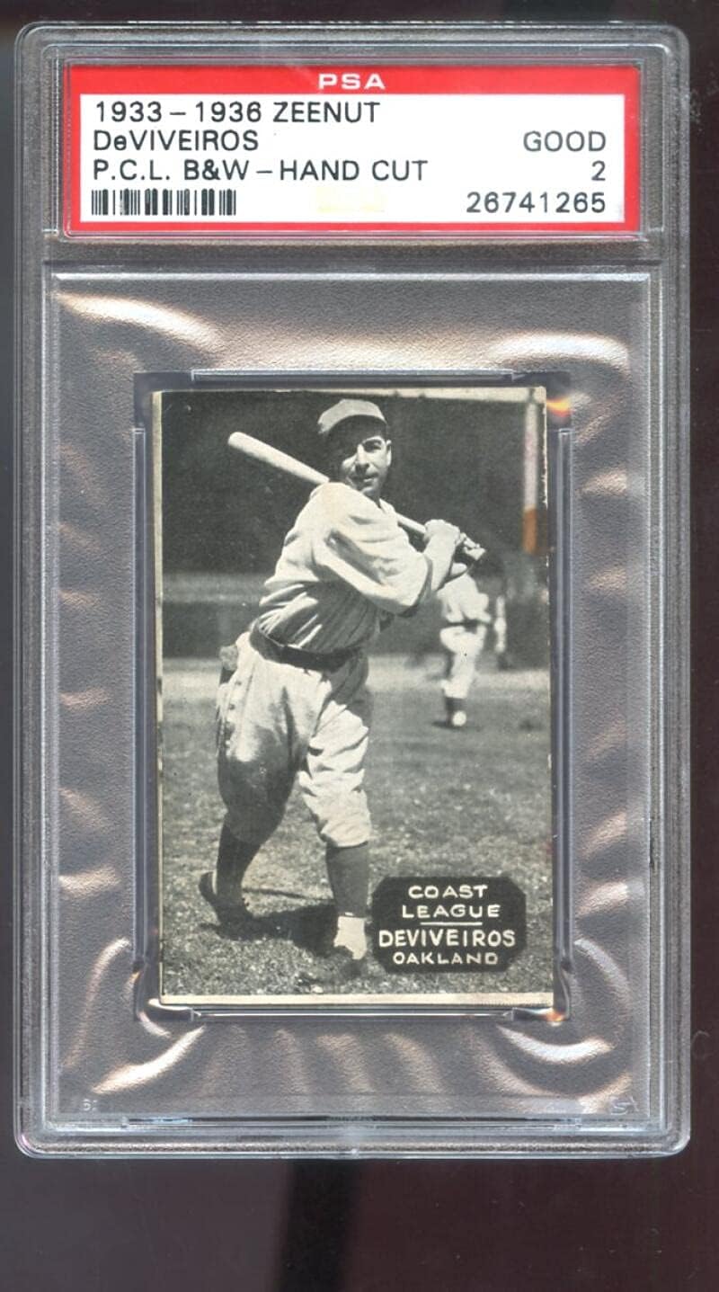 1933 1936 Zeenut Bernie DeViveiros PSA 2 Graded Baseball Card Pacific Coast League PCL P.C.L. 1934 1935