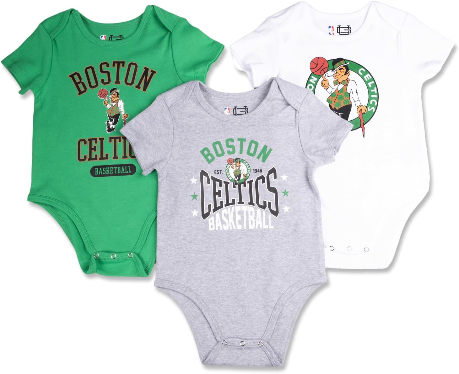 Ultra Game Youth NBA Official Baby Super Soft Cotton 3 Pack Creeper Bodysuit