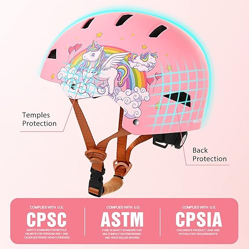 Miniatura 3 de Casco de bicicleta para niños, certificado por CPSC y ASTM, para niños pequeños de 3 a 5, 8 y 14 años 2 Unicornios Rosa,Unicornios bebé,Aventura