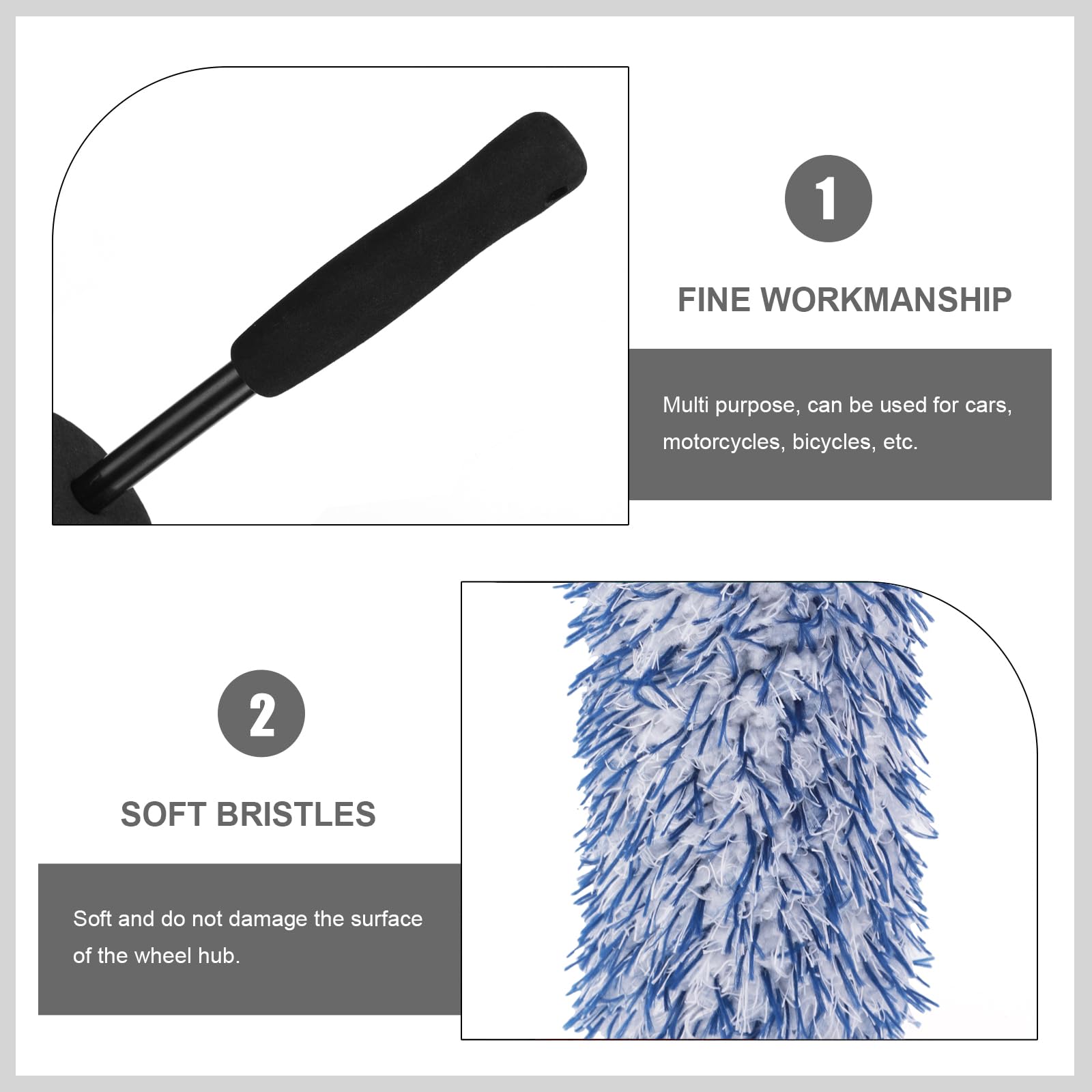 ZONJIE Cepillo de microfibra ultrafino con suave funda de cepillo de repuesto, cepillo largo para limpieza de llantas, cepillo de limpieza de ruedas para limpieza de llantas de metal suave y