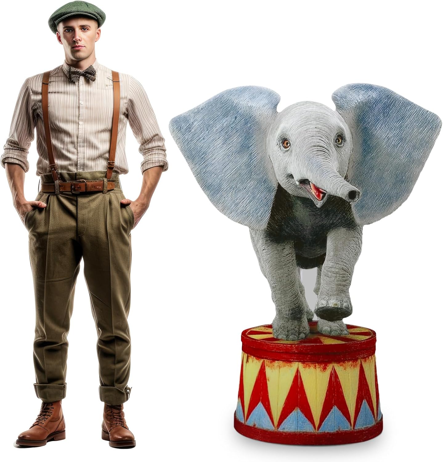 Roowest 4 Feet Elephant Cardboard Stand up Cutout Life Size Circus Carnival Theme Party Decoration Backdrop Photo Props Stand up Cardboard for VBS Carnival Clown Birthday Party Supply