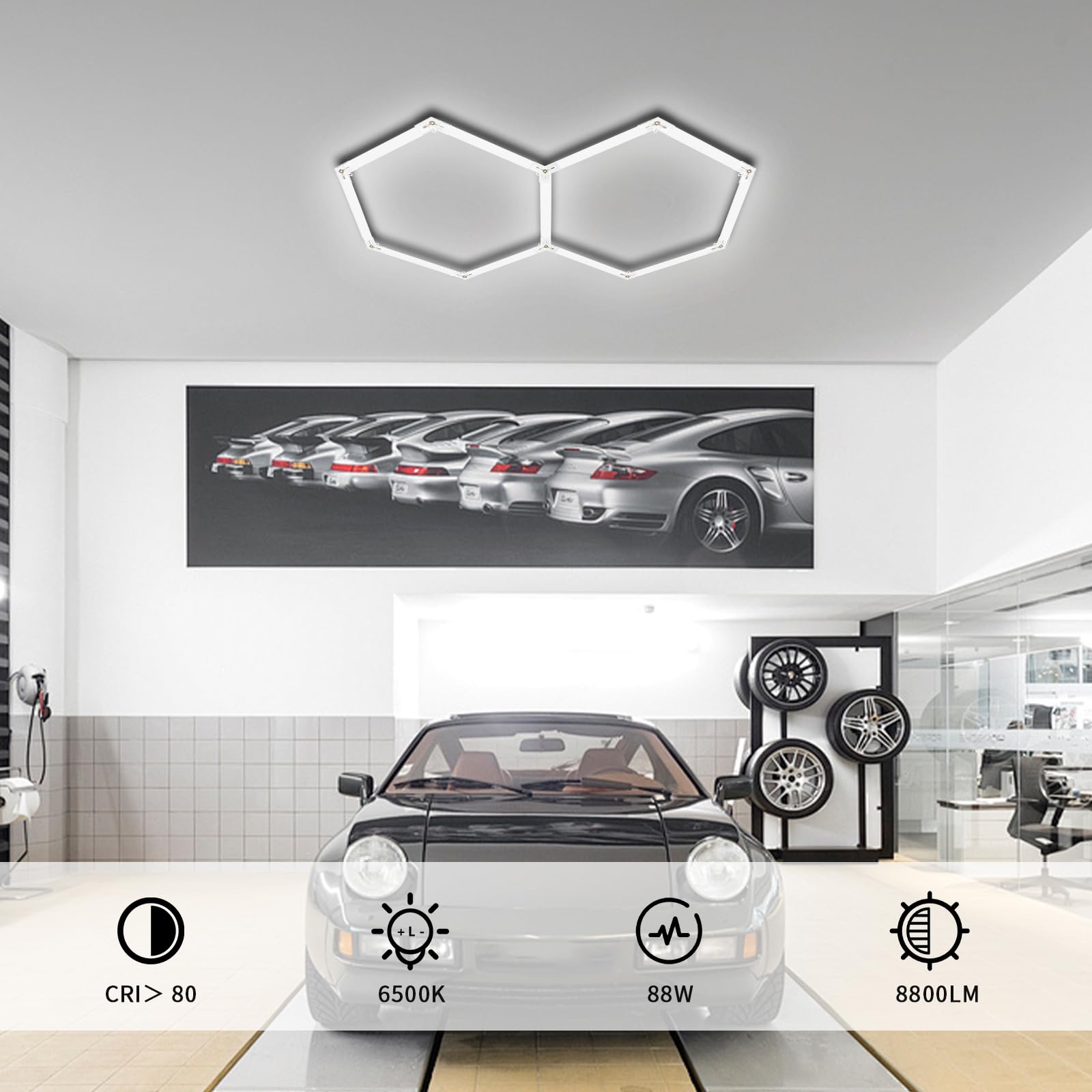 Éclairage hexagonal LED pour garage, salon de beauté, gymnases, entrepôts, centres commerciaux (2-HEX)