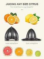 Vista 2 de Exprimidor Eléctrico de Cítricos, Exprimidor de Naranja con Dos Conos Intercambiables, Adecuado para Naranja, Limón y Toronja, Acero Inoxidable