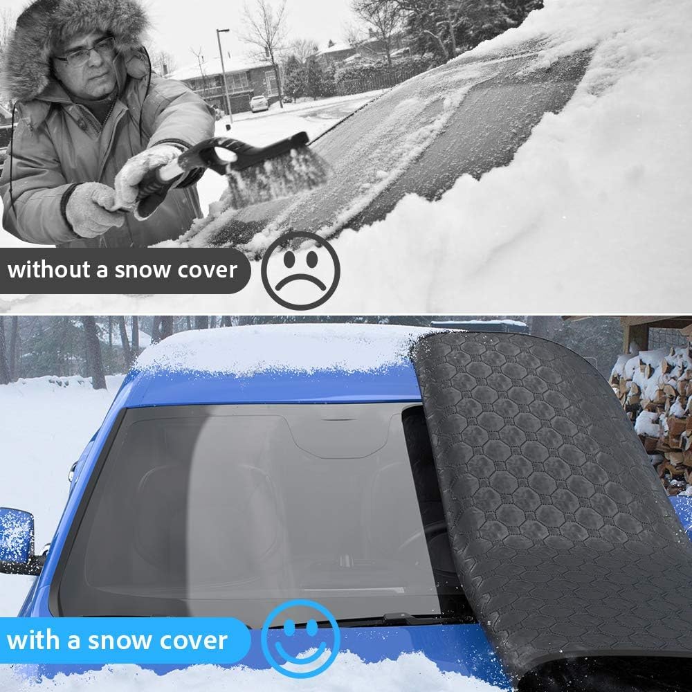 Copertura per parabrezza per auto contro grandine e neve, parabrezza invernale ispessito con robusto gancio per corda e accessori per custodia, adatto per la maggior parte delle auto, SUV(152*124CM)